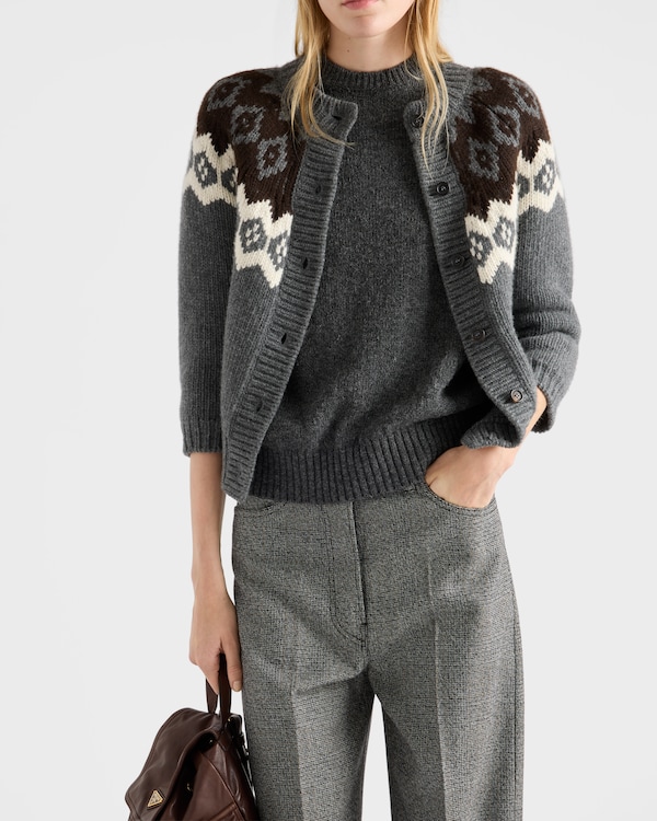 Wool and cashmere cardigan - Slate/Natural Wool and cashmere cardigan - Slate/Natural