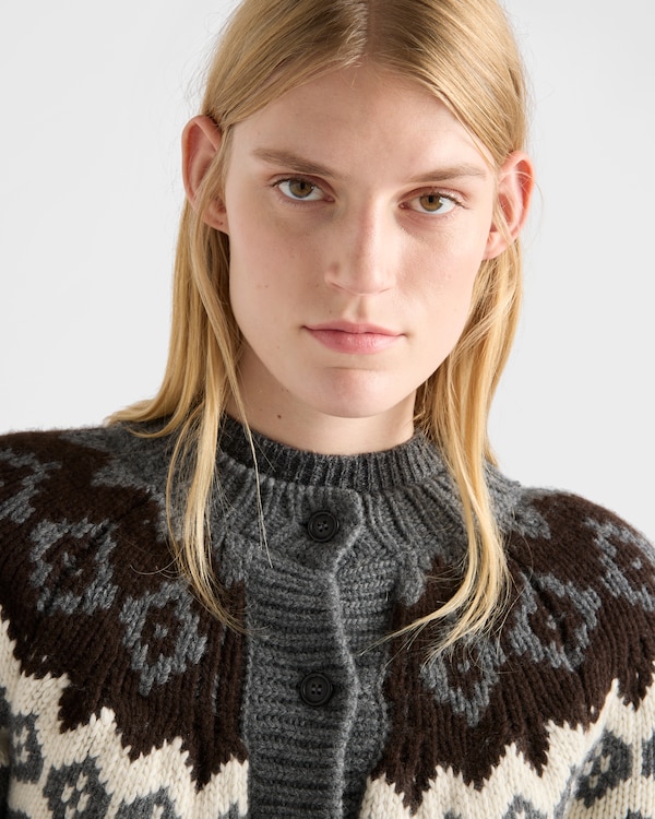 Wool and cashmere cardigan - Slate/Natural Wool and cashmere cardigan - Slate/Natural