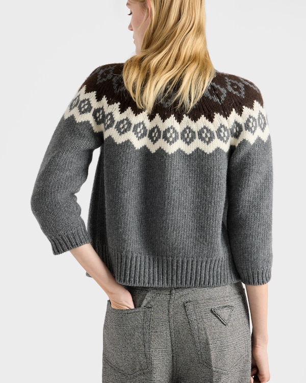 Wool and cashmere cardigan - Slate/Natural Wool and cashmere cardigan - Slate/Natural