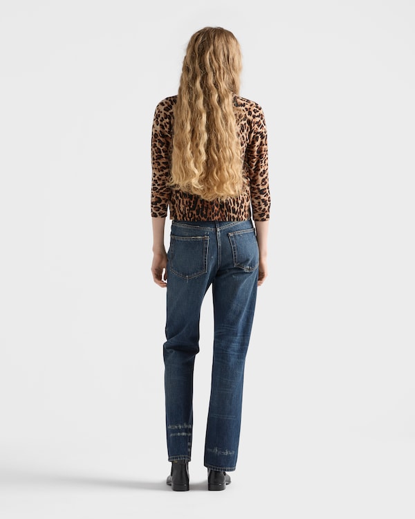 Printed cashmere cardigan - Camel Brown Printed cashmere cardigan - Camel Brown