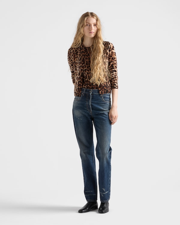Printed cashmere cardigan - Camel Brown Printed cashmere cardigan - Camel Brown