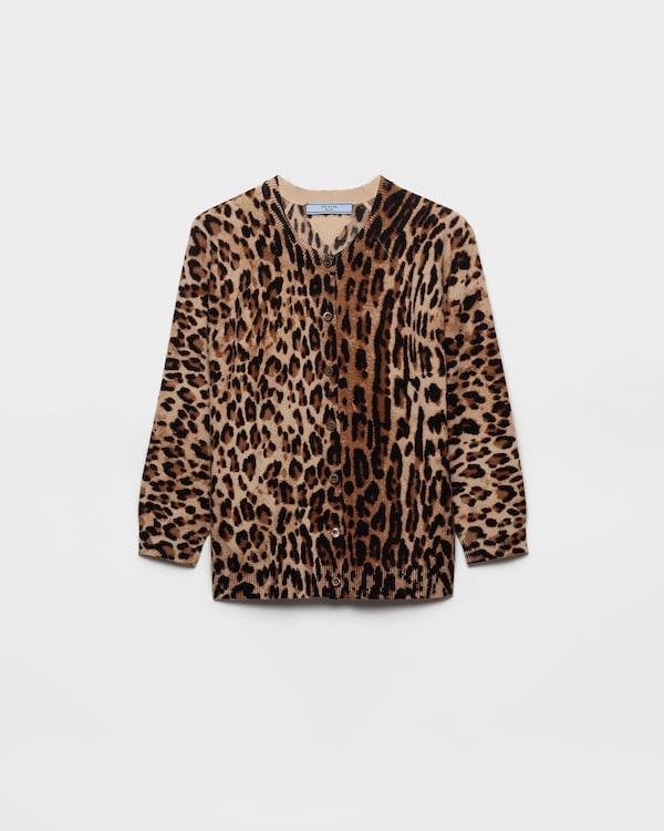 Printed cashmere cardigan - Camel Brown Printed cashmere cardigan - Camel Brown