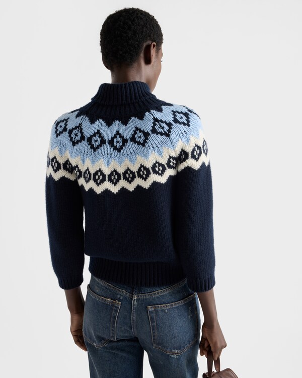 Wool and cashmere sweater - Blue/Beige Wool and cashmere sweater - Blue/Beige