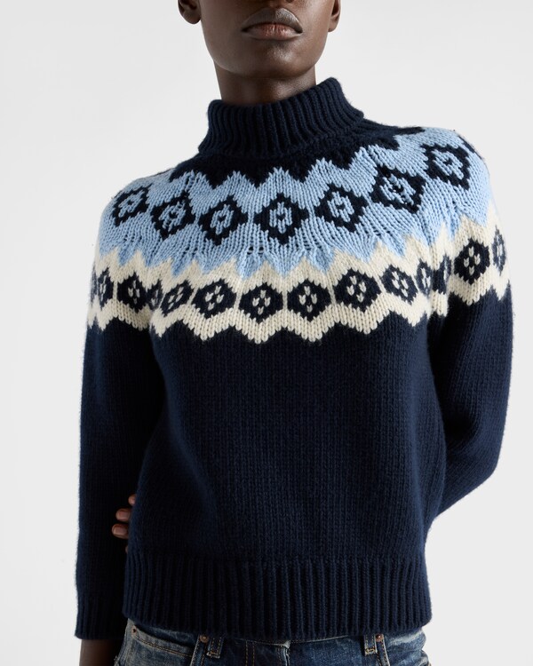 Wool and cashmere sweater - Blue/Beige Wool and cashmere sweater - Blue/Beige