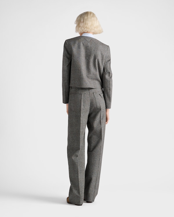 Prince of Wales check mouliné wool pants - Slate Gray Prince of Wales check mouliné wool pants - Slate Gray