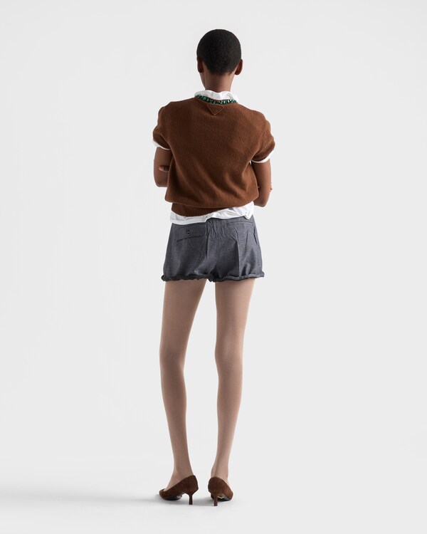 Grisaille and antiqued satin shorts - Anthracite Gray Grisaille and antiqued satin shorts - Anthracite Gray