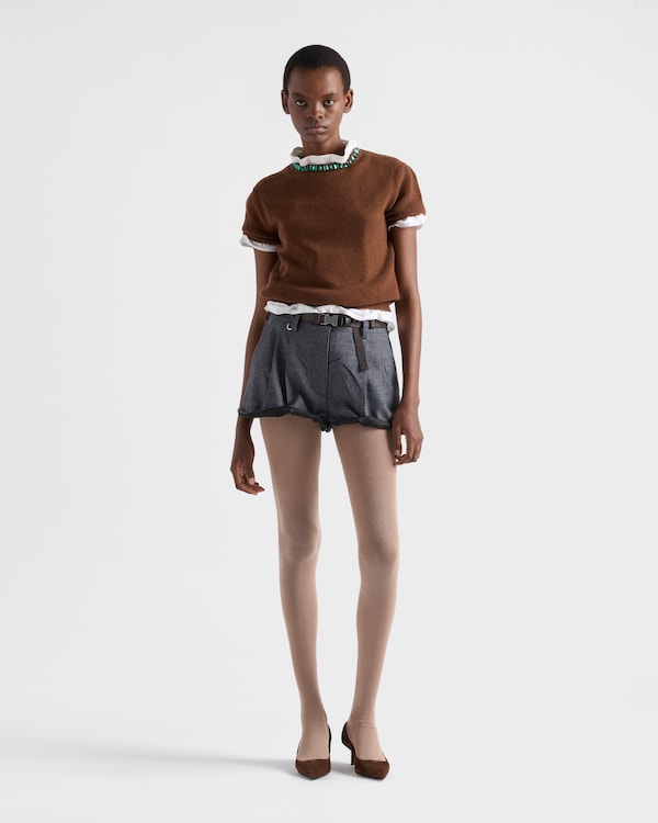 Grisaille and antiqued satin shorts - Anthracite Gray Grisaille and antiqued satin shorts - Anthracite Gray