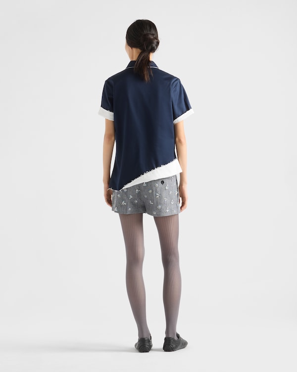 Embroidered wool pinstripe shorts - Anthracite Gray Embroidered wool pinstripe shorts - Anthracite Gray