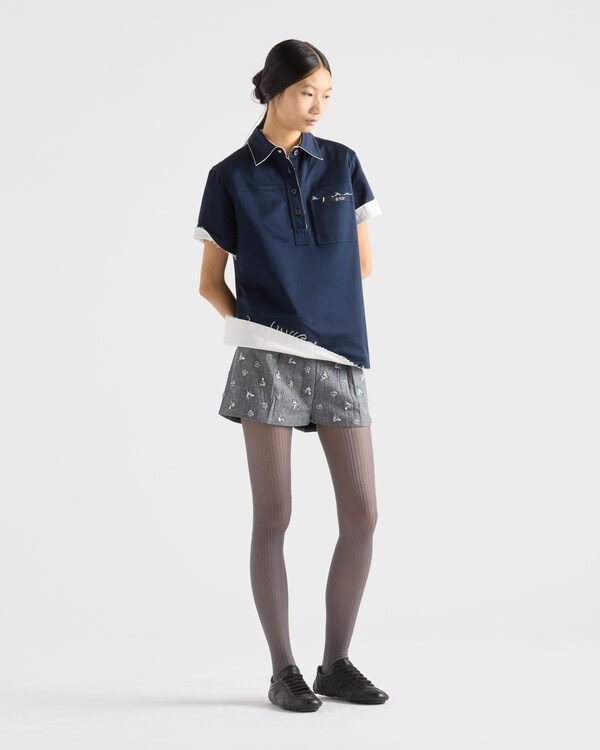 Embroidered wool pinstripe shorts - Anthracite Gray Embroidered wool pinstripe shorts - Anthracite Gray
