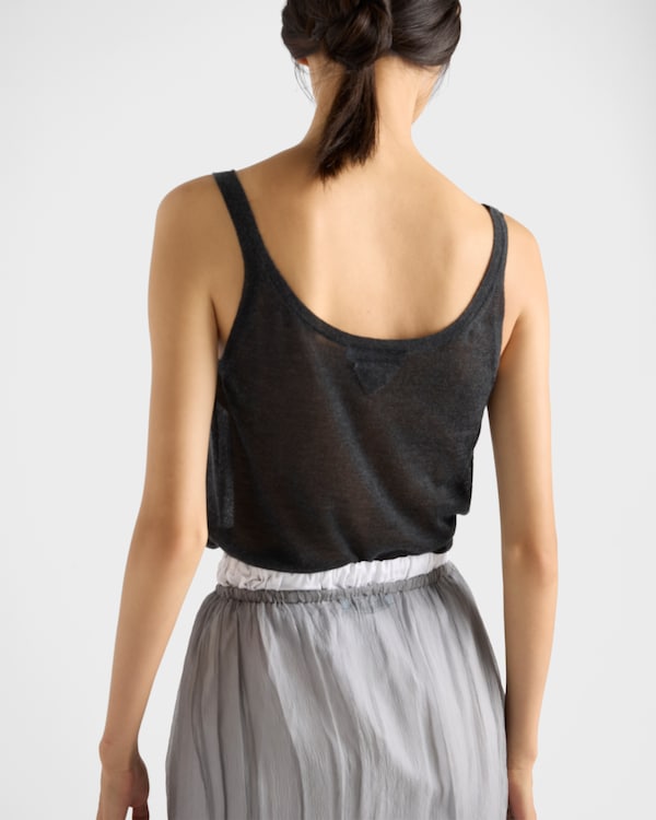Cashmere and silk tank top - Anthracite Gray Cashmere and silk tank top - Anthracite Gray