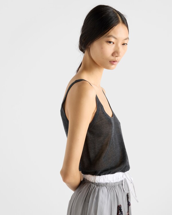 Cashmere and silk tank top - Anthracite Gray Cashmere and silk tank top - Anthracite Gray
