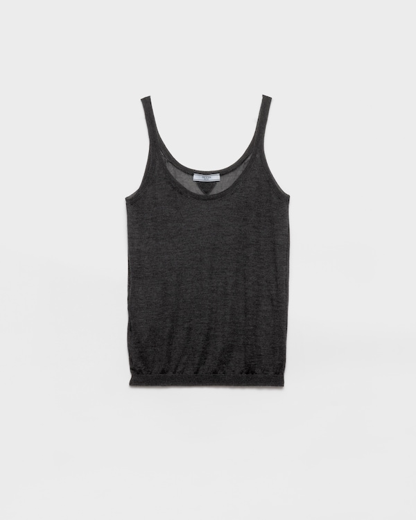 Cashmere and silk tank top - Anthracite Gray Cashmere and silk tank top - Anthracite Gray