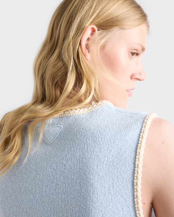 Cotton bouclé crop top - Sky Blue Cotton bouclé crop top - Sky Blue