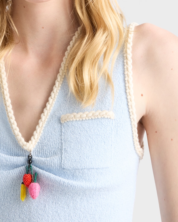 Cotton bouclé crop top - Sky Blue Cotton bouclé crop top - Sky Blue