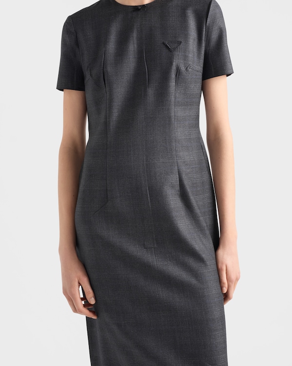 Checked wool dress - Anthracite Gray Checked wool dress - Anthracite Gray