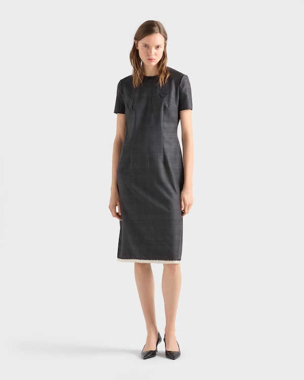 Checked wool dress - Anthracite Gray Checked wool dress - Anthracite Gray