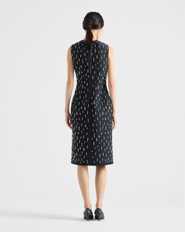Embroidered scuba dress - Black Embroidered scuba dress - Black