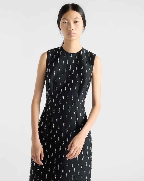 Embroidered scuba dress - Black Embroidered scuba dress - Black