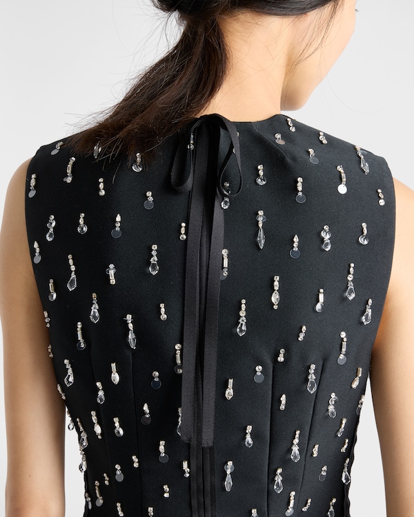 Embroidered scuba dress - Black Embroidered scuba dress - Black