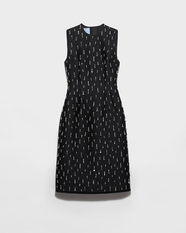 Embroidered scuba dress - Black Embroidered scuba dress - Black