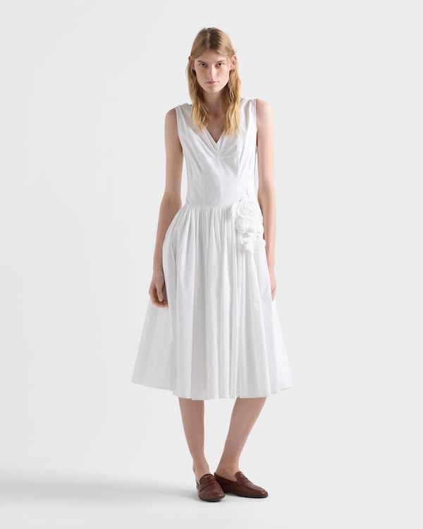 Cotton poplin dress - White Cotton poplin dress - White