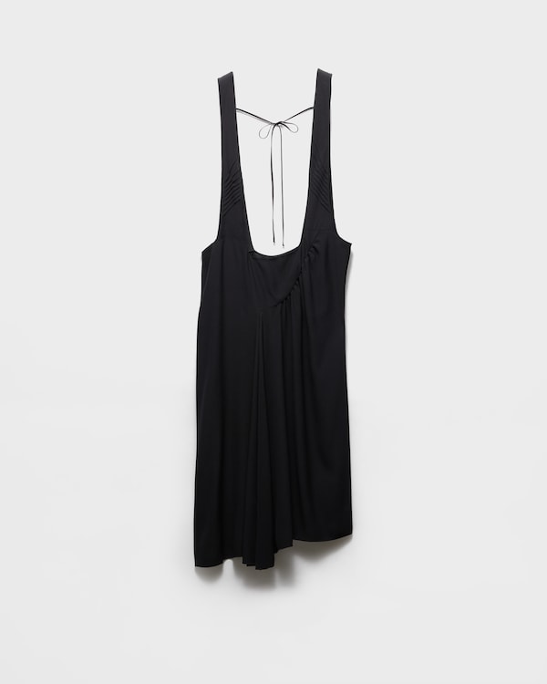 Satin sablé dress with suspenders - Black Satin sablé dress with suspenders - Black