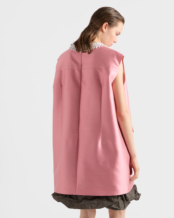 Embroidered double shantung dress - Begonia Pink Embroidered double shantung dress - Begonia Pink