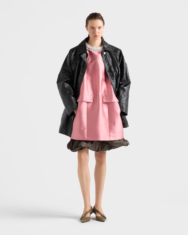Embroidered double shantung dress - Begonia Pink Embroidered double shantung dress - Begonia Pink