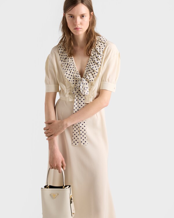 Embroidered marocain dress - Natural Embroidered marocain dress - Natural