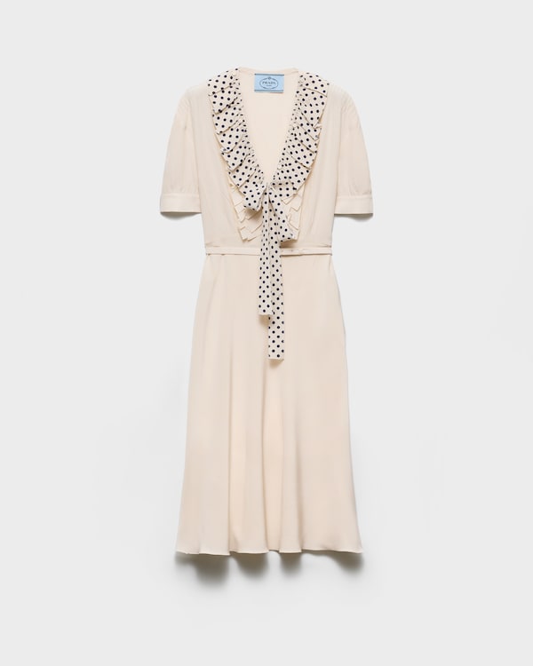 Embroidered marocain dress - Natural Embroidered marocain dress - Natural