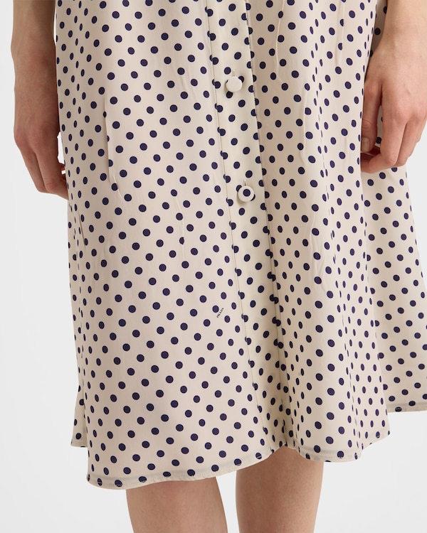 Polka-dot print marocain shirt dress - Beige Sable/Blue Polka-dot print marocain shirt dress - Beige Sable/Blue