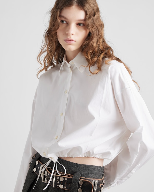 Drawstring poplin shirt - White Drawstring poplin shirt - White
