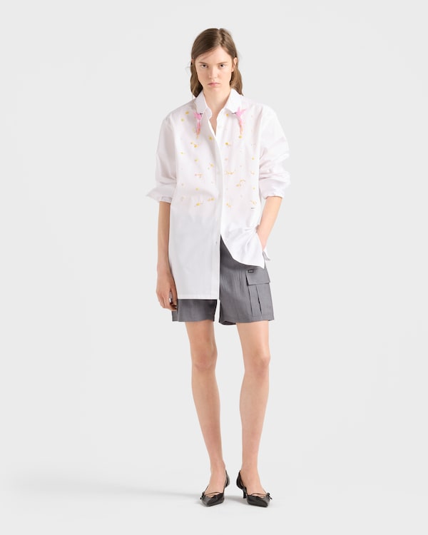 Embroidered poplin shirt - White Embroidered poplin shirt - White