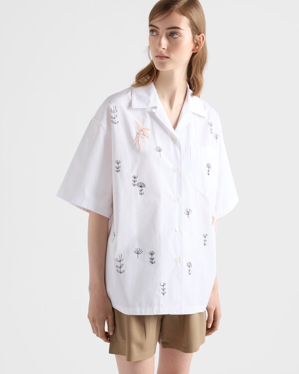 Embroidered poplin shirt - White Embroidered poplin shirt - White