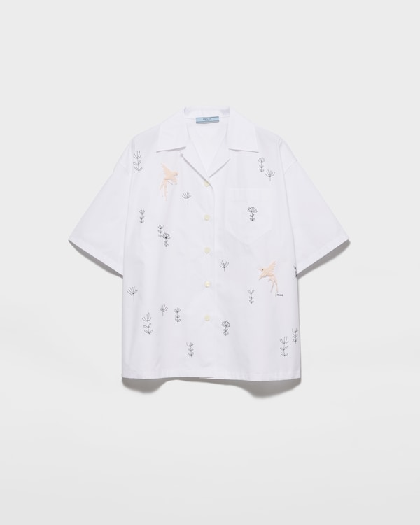 Embroidered poplin shirt - White Embroidered poplin shirt - White