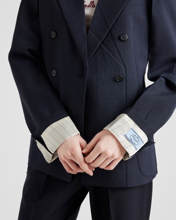 Double-breasted kid mohair jacket - Navy Double-breasted kid mohair jacket - Navy