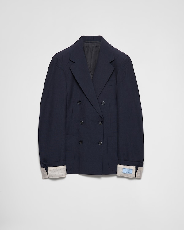 Double-breasted kid mohair jacket - Navy Double-breasted kid mohair jacket - Navy