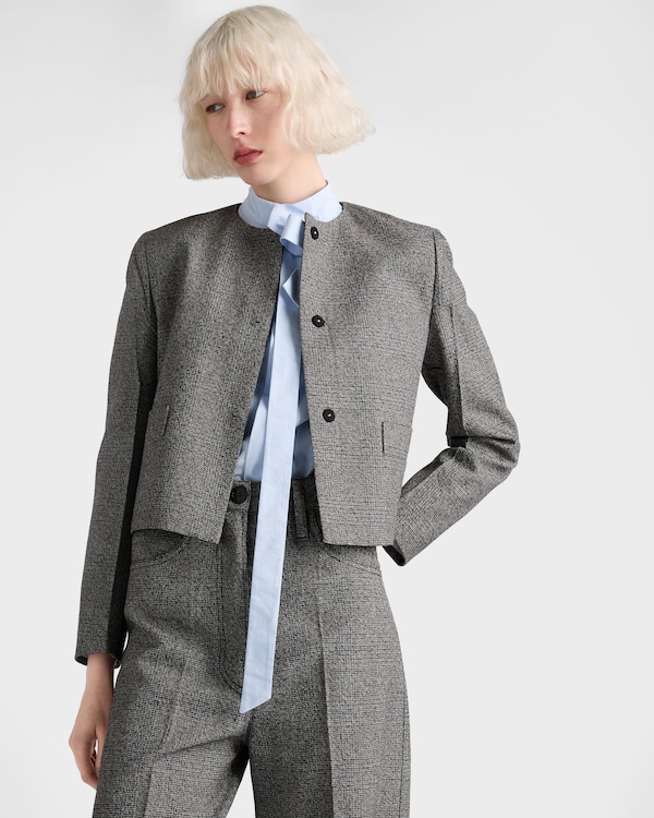 Single-breasted Princes of Wales mouliné jacket - Slate Gray Single-breasted Princes of Wales mouliné jacket - Slate Gray
