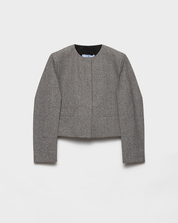 Single-breasted Princes of Wales mouliné jacket - Slate Gray Single-breasted Princes of Wales mouliné jacket - Slate Gray