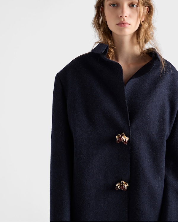 Shetland wool jacket with jewel buttons - Navy Shetland wool jacket with jewel buttons - Navy
