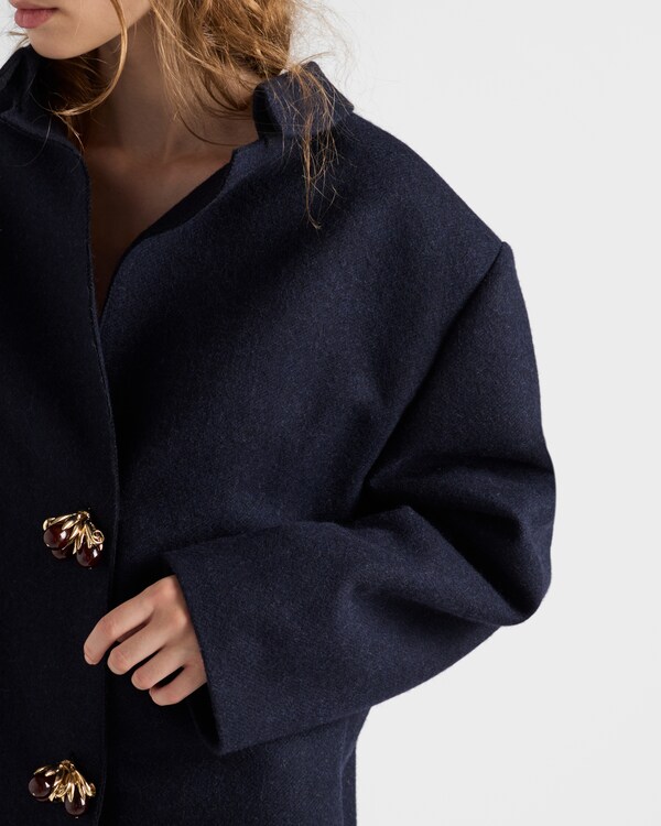 Shetland wool jacket with jewel buttons - Navy Shetland wool jacket with jewel buttons - Navy