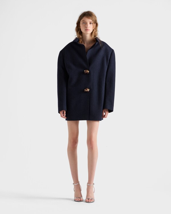 Shetland wool jacket with jewel buttons - Navy Shetland wool jacket with jewel buttons - Navy