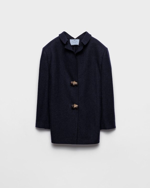 Shetland wool jacket with jewel buttons - Navy Shetland wool jacket with jewel buttons - Navy