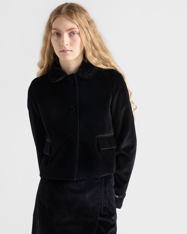 Single-breasted velvet jacket - Black Single-breasted velvet jacket - Black