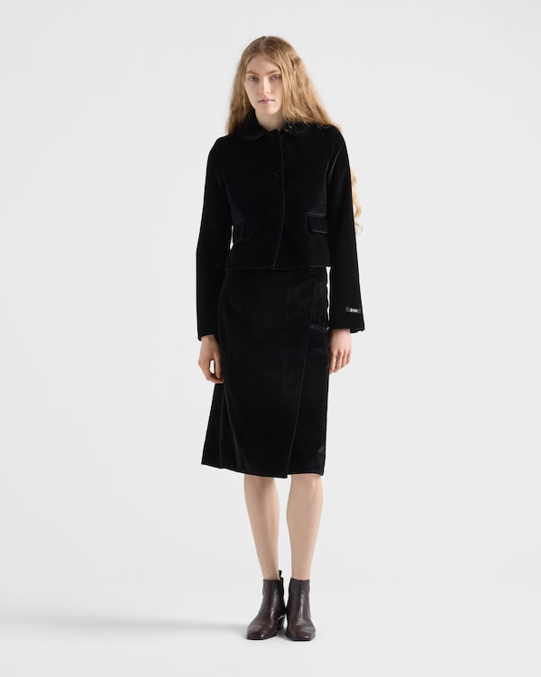 Single-breasted velvet jacket - Black Single-breasted velvet jacket - Black