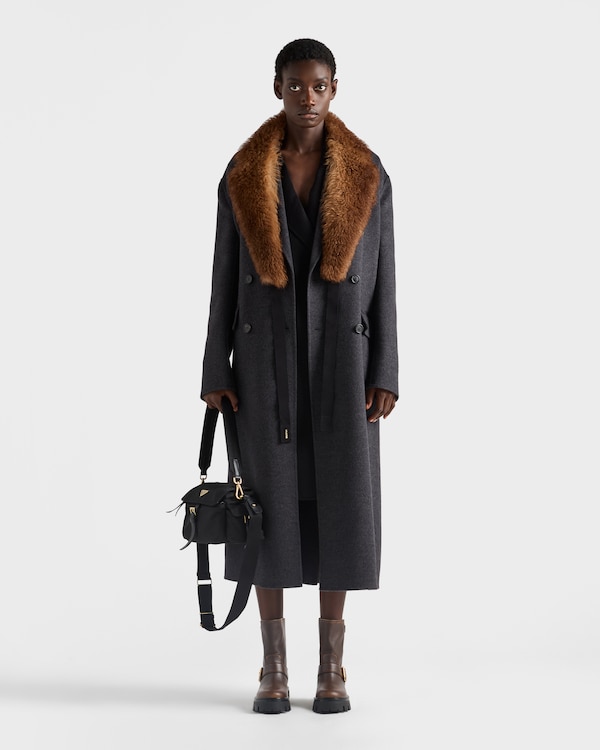 Double-breasted double cashwool coat - Slate Gray Double-breasted double cashwool coat - Slate Gray
