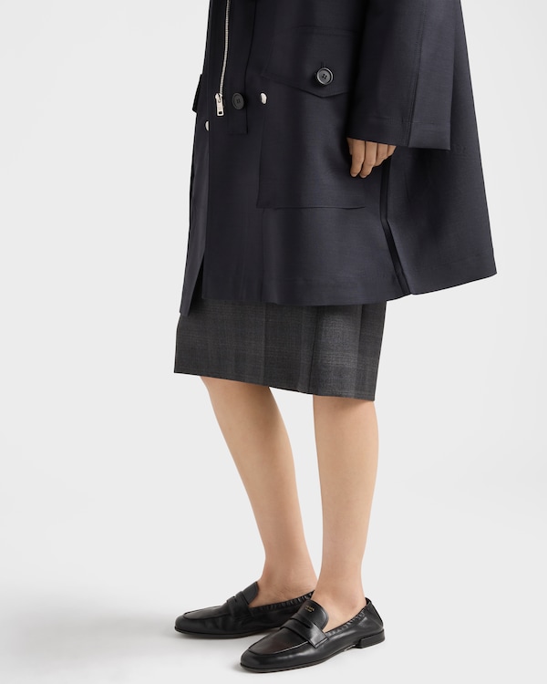 Single-breasted kid mohair and Re-Nylon coat - Navy Single-breasted kid mohair and Re-Nylon coat - Navy