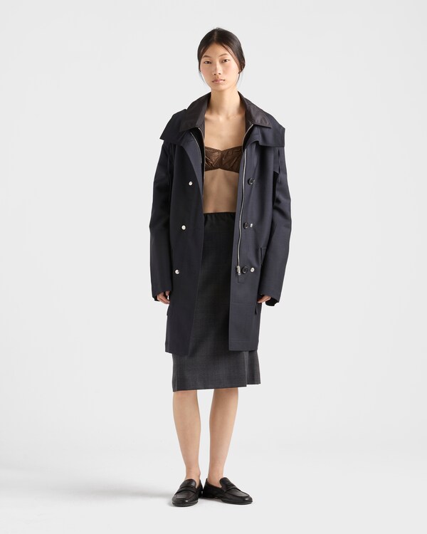 Single-breasted kid mohair and Re-Nylon coat - Navy Single-breasted kid mohair and Re-Nylon coat - Navy