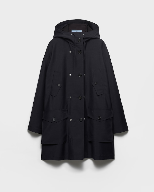Single-breasted kid mohair and Re-Nylon coat - Navy Single-breasted kid mohair and Re-Nylon coat - Navy