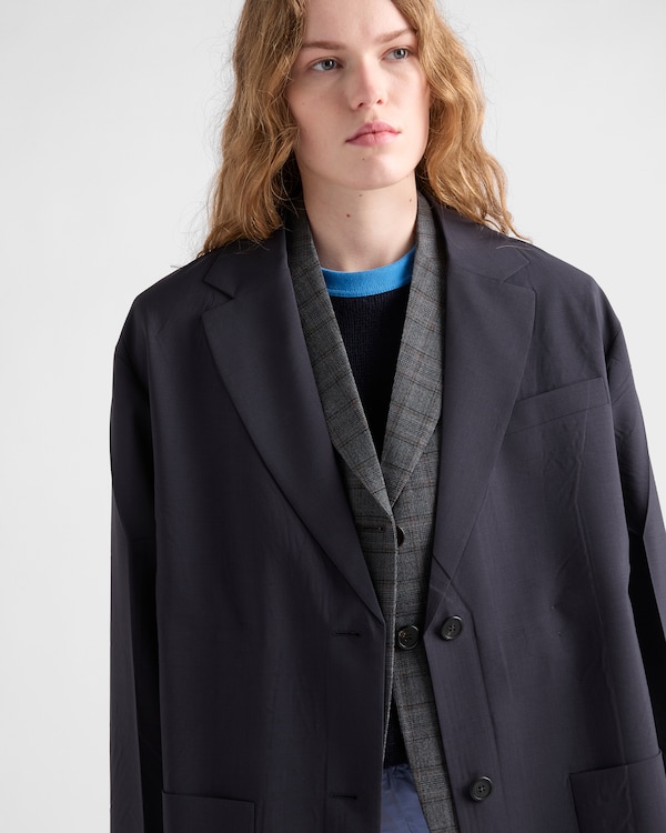 Single-breasted light wool coat - Navy Single-breasted light wool coat - Navy